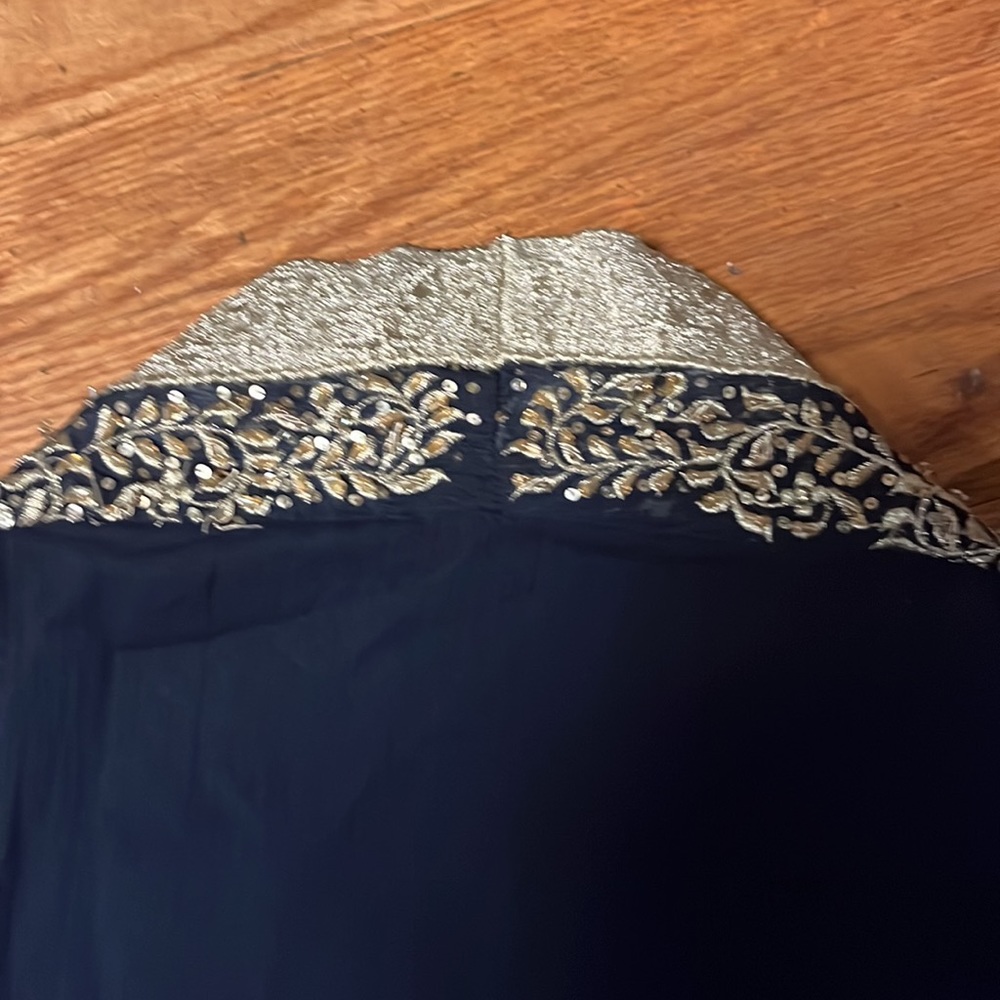 Indian dress, salwar kameez set in georgette, navy blue - Picture 5 of 7
